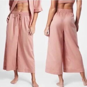 NEW! Athleta Women's XL Woven Sleep Culotte 100% Organic Cotton Wide Leg Pant